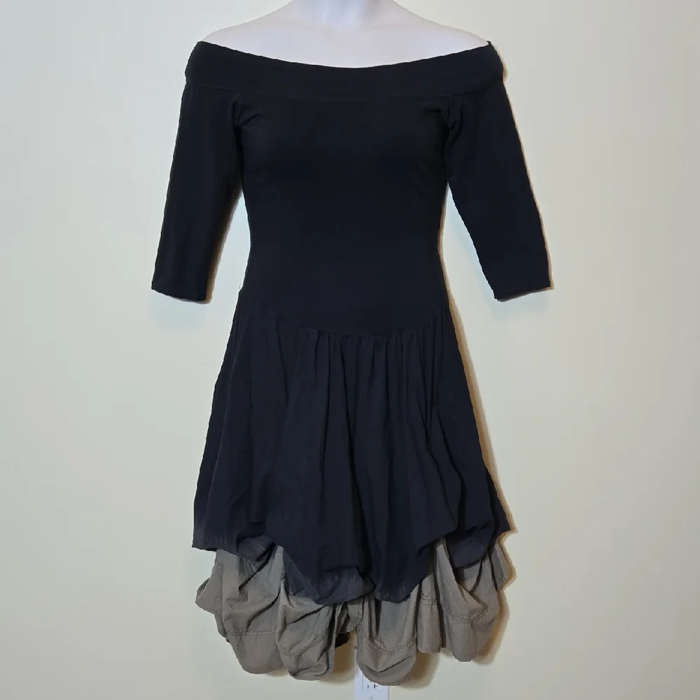 Luna Luz Women's Dress Size Medium Bubble Tie Hem Dip Dye Hippie Festival Cotton - Picture 15 of 15